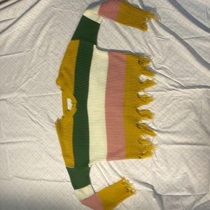 Rainbow Fringe Woven Sweater Juniors S